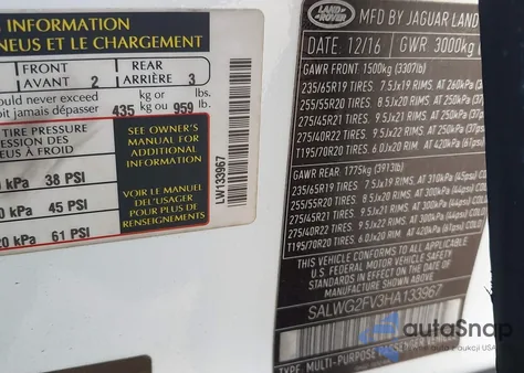 2017 Land Rover Range Rover Sport Se from USA, damaged, VIN SALWG2FV3HA133967